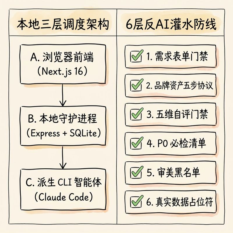 本地三层调度架构 vs 6层反AI灌水防线