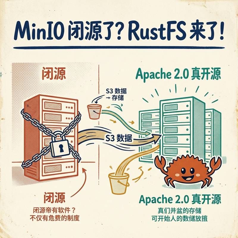 MinIO 闭源了？RustFS：用 Rust 重写的高性能对象存储，Apache 2.0 真开源！