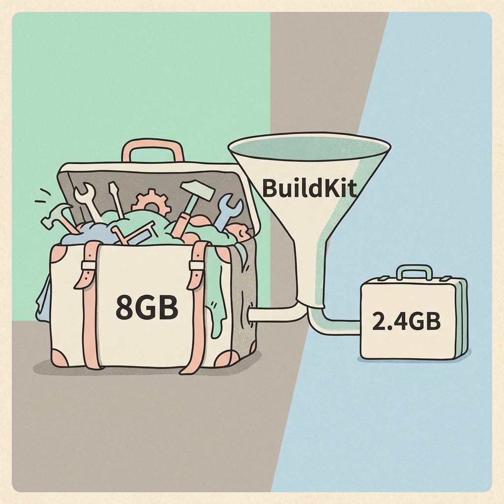 从 8GB 瘦身到 2.4GB！硬核 Docker 镜像体积优化实战：按需层拆解、构建缓存清理与 BuildKit 缓存挂载