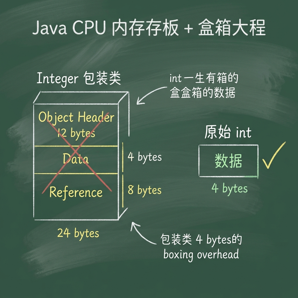 JVM 包装类与原始类型内存开销对比