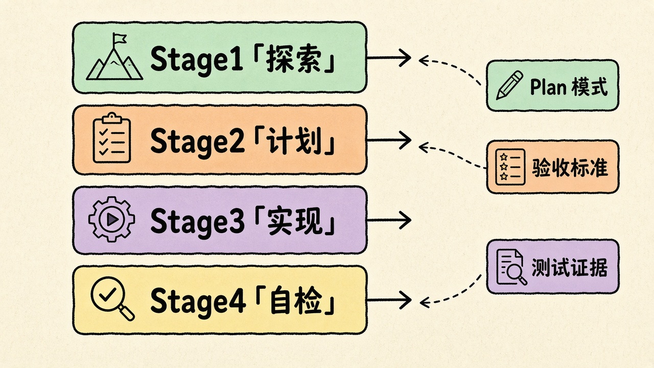插图：探索计划实现与自检闭环
