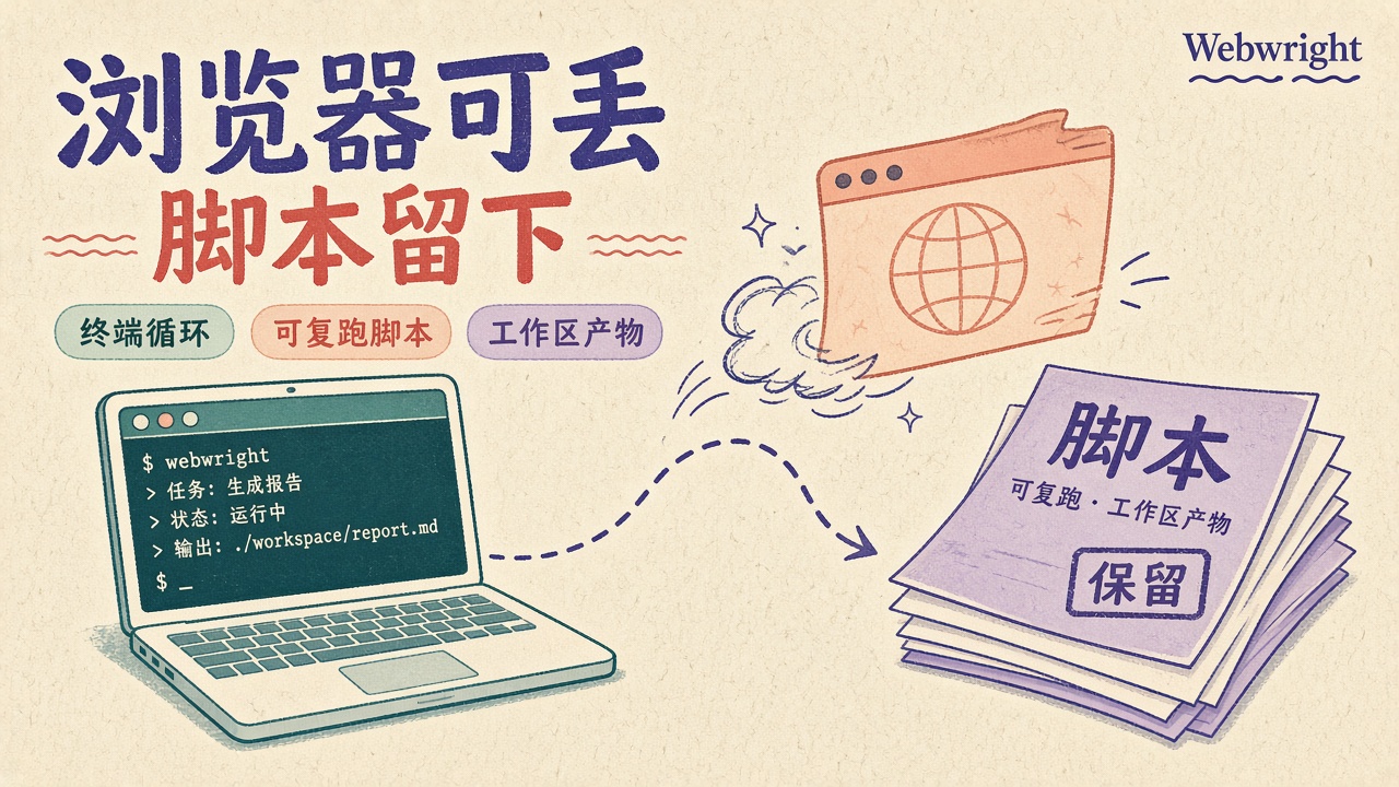 封面:终端工位把浏览过程收成可复跑脚本