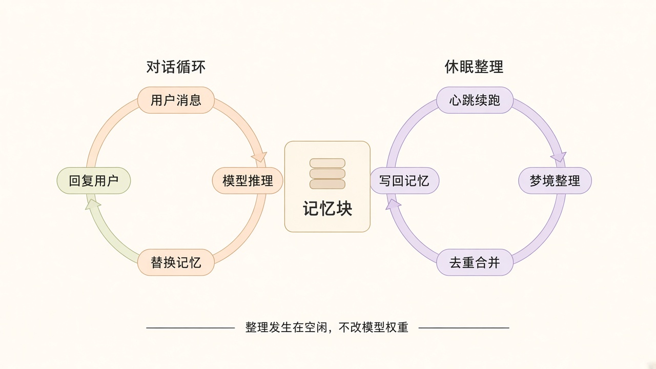 插图：对话循环与休眠整理
