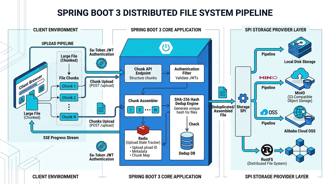 Spring Boot 3 分布式文件流转架构图