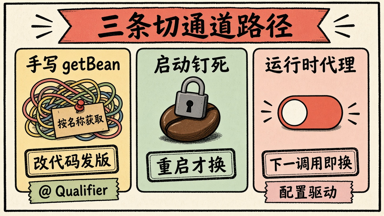 手写路由、启动钉死与运行时代理三条路径