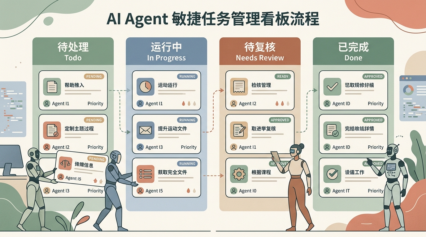 AI Agent 敏捷任务管理看板流程