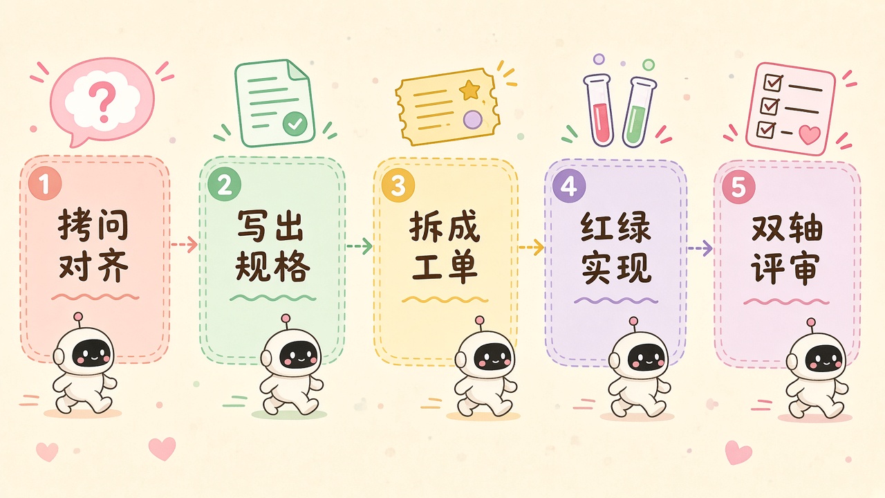 插图：从拷问到实现的斜杠流水线