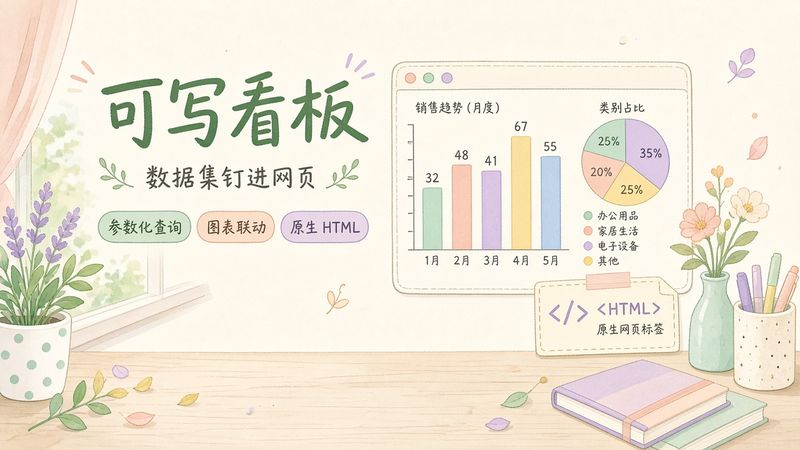 看板要写交互别只拖：DataGear 把数据集、图表和 HTML 拆开