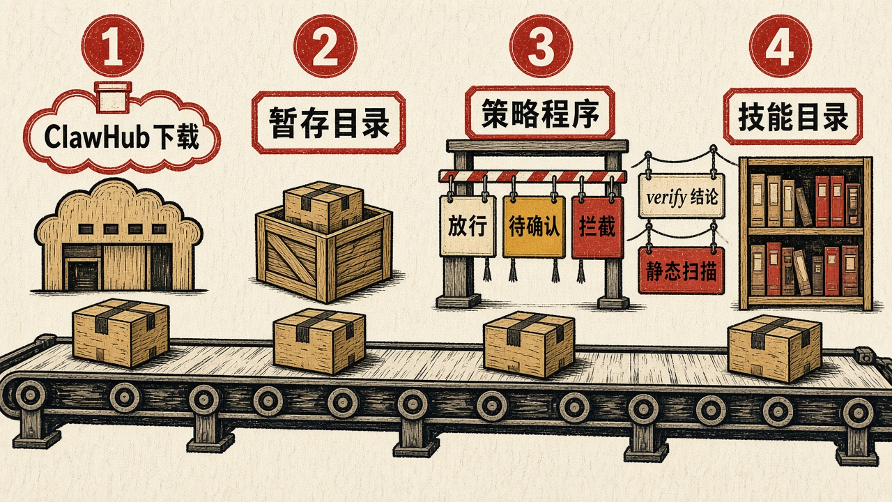 技能从下载到落盘要经过的策略关卡