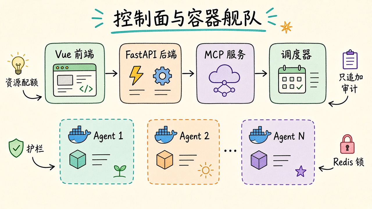 插图：一容器一 Agent 与控制面