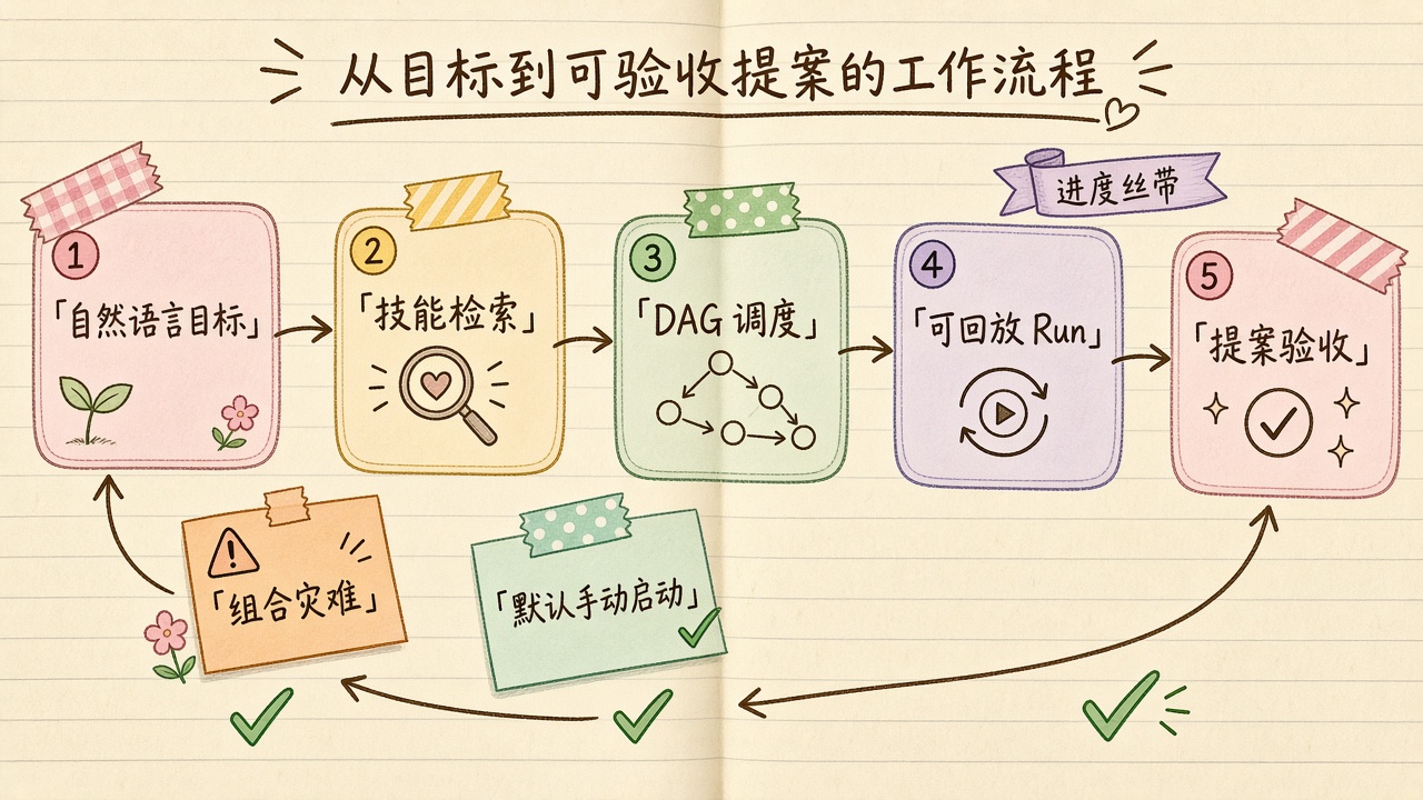 插图：检索、编排、回放闭环