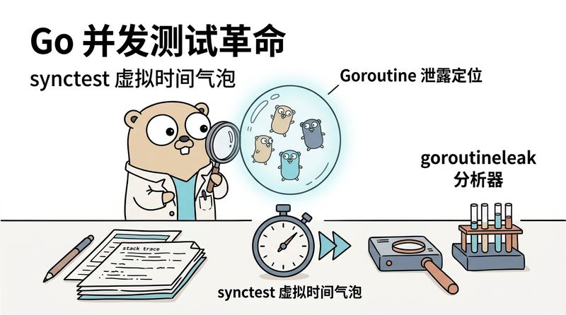 彻底告别 time.Sleep 猜谜：Go 1.25+ synctest 虚拟时间气泡与 Goroutine 泄露定位机制深度拆解