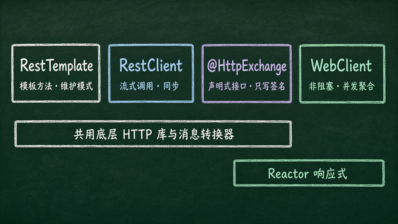 四种 HTTP 客户端的定位与底层关系