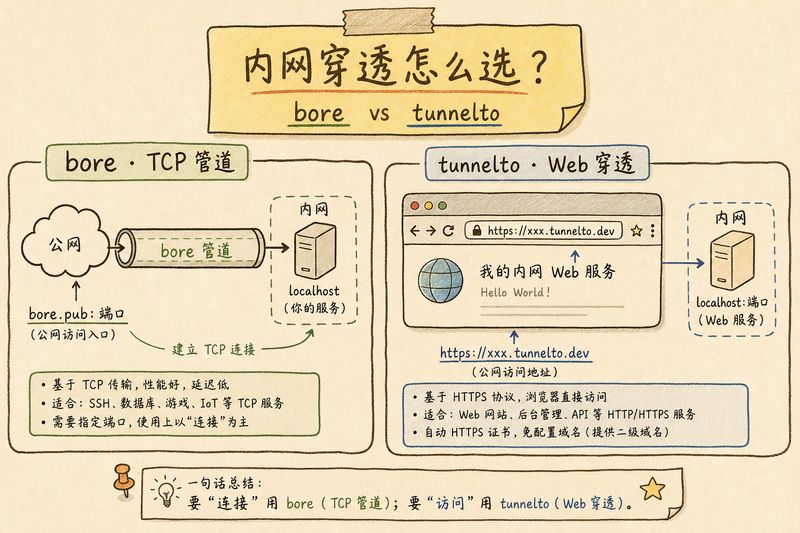 bore 还是 tunnelto？Rust 内网穿透双雄选型与上手指南