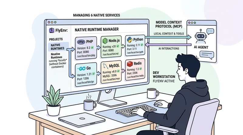 免 Docker 的原生轻量解法：FlyEnv 全栈环境管理器与 AI Agent MCP 联动实践