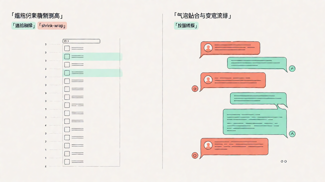 虚拟列表与气泡贴合示意