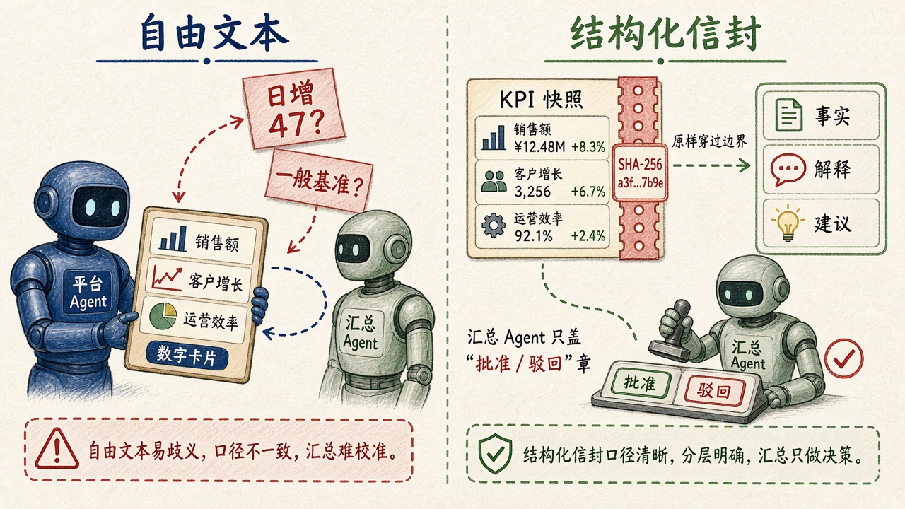 自由文本与结构化汇报信封对比