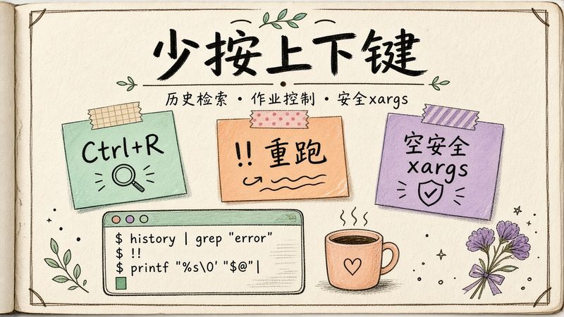别再空按上下键：20 个可复现的 Bash 与 GNU coreutils 场景